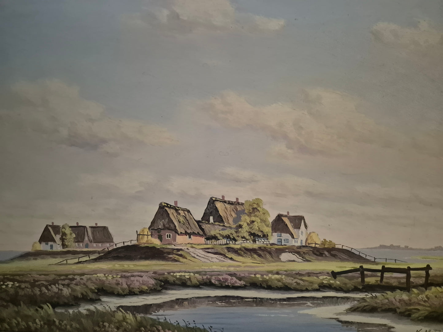 Karl Martinsen (1899-1960) Ölgemälde Landschaft mit kleinem Dorf