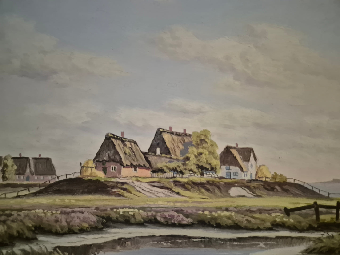 Karl Martinsen (1899-1960) Ölgemälde Landschaft mit kleinem Dorf