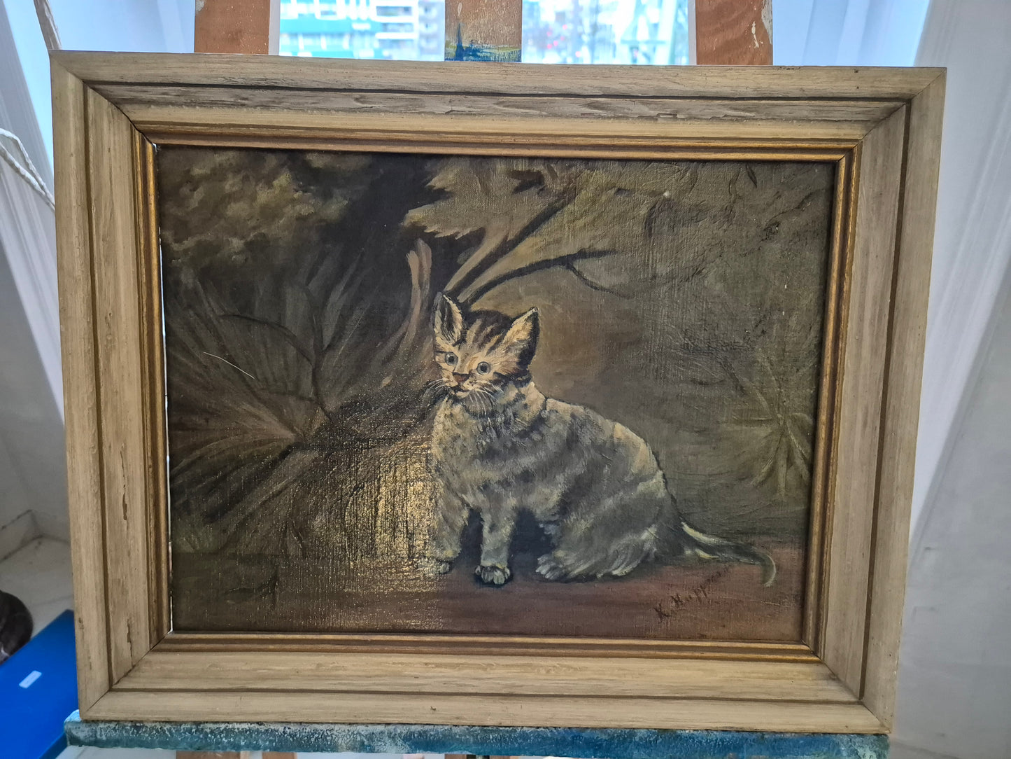 Ölgemälde Katzen Portrait Handsigniert K. Hoppmann (XIX-XX) 38x48cm