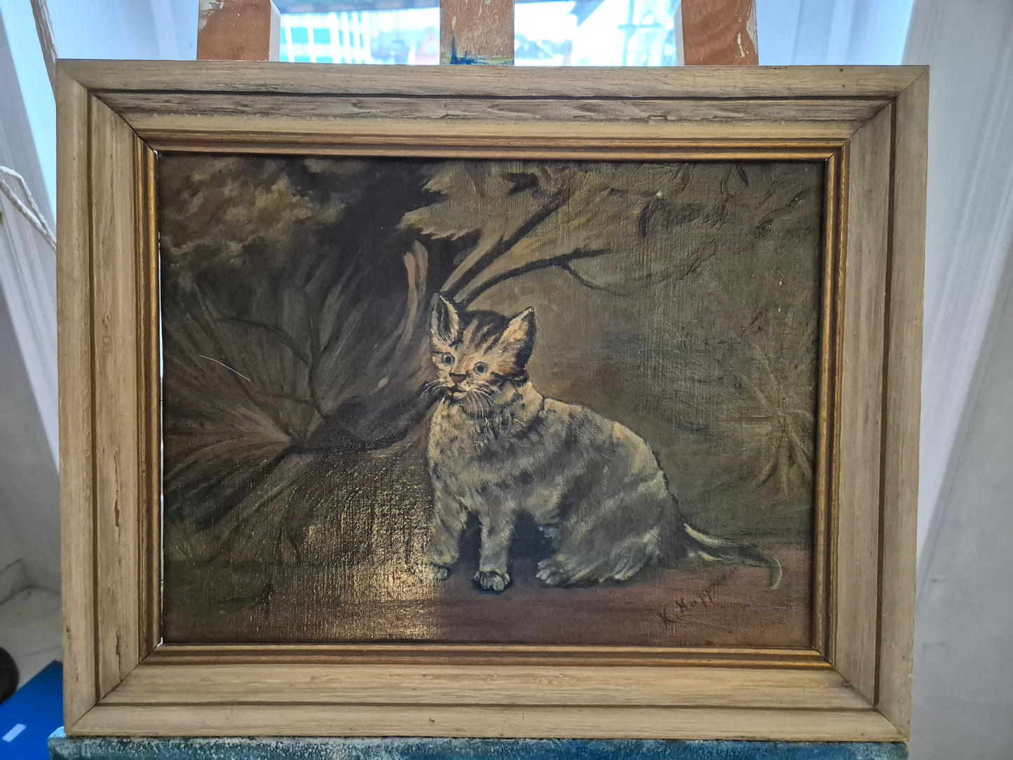 Ölgemälde Katzen Portrait Handsigniert K. Hoppmann (XIX-XX) 38x48cm