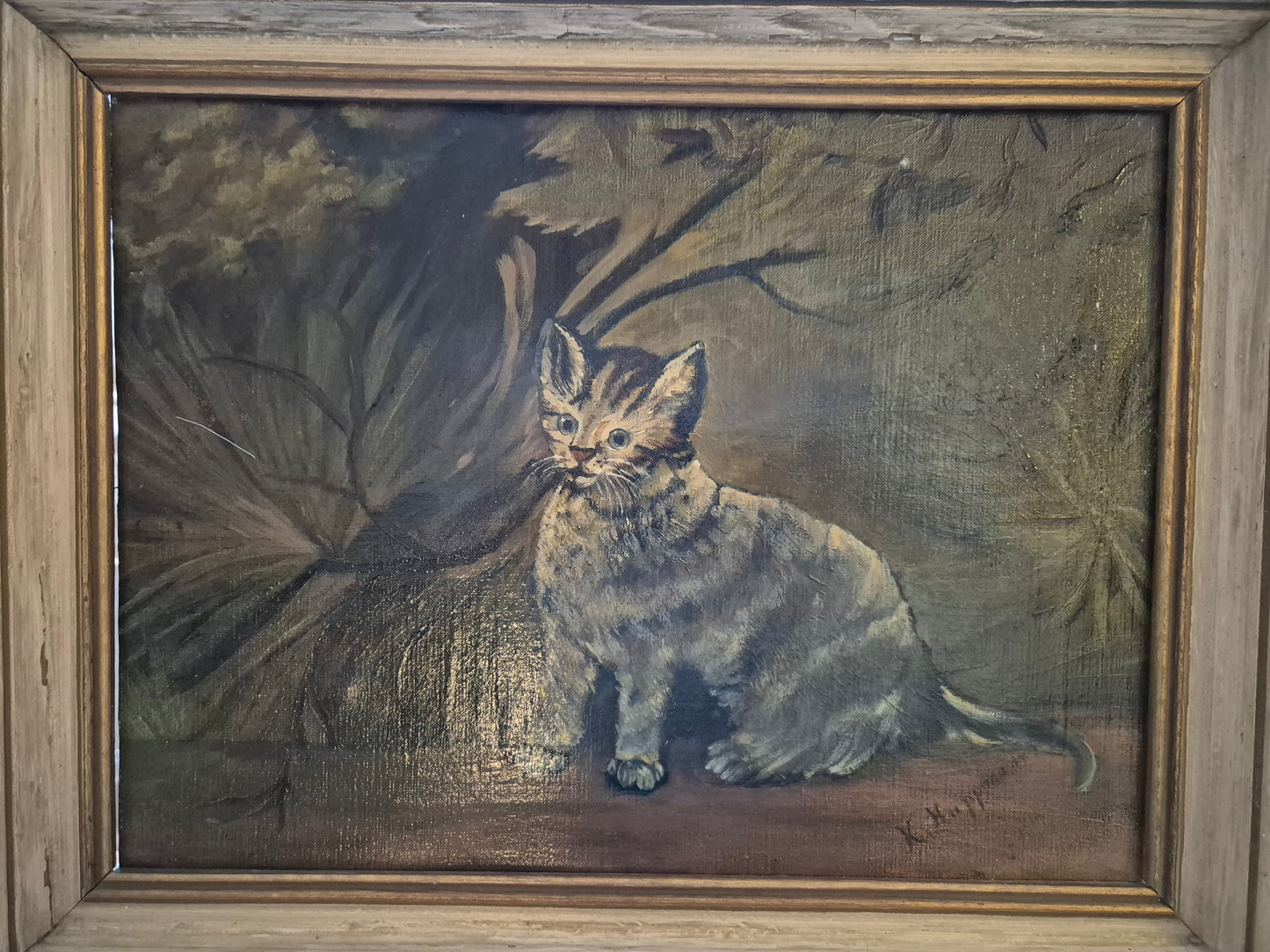 Ölgemälde Katzen Portrait Handsigniert K. Hoppmann (XIX-XX) 38x48cm