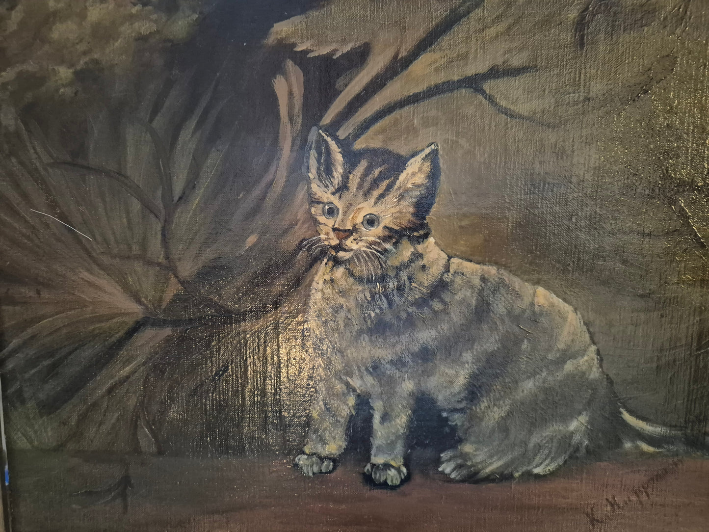 Ölgemälde Katzen Portrait Handsigniert K. Hoppmann (XIX-XX) 38x48cm