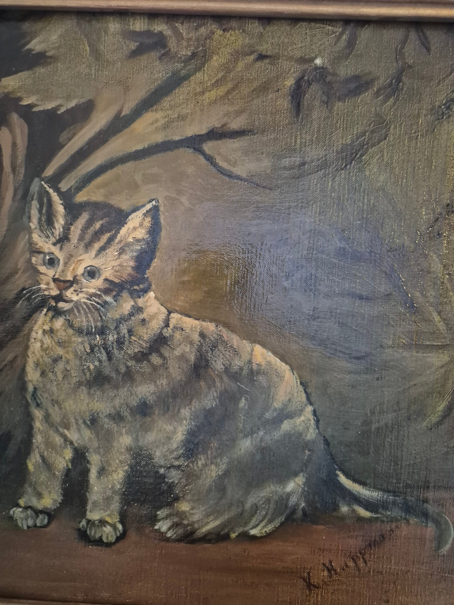 Ölgemälde Katzen Portrait Handsigniert K. Hoppmann (XIX-XX) 38x48cm