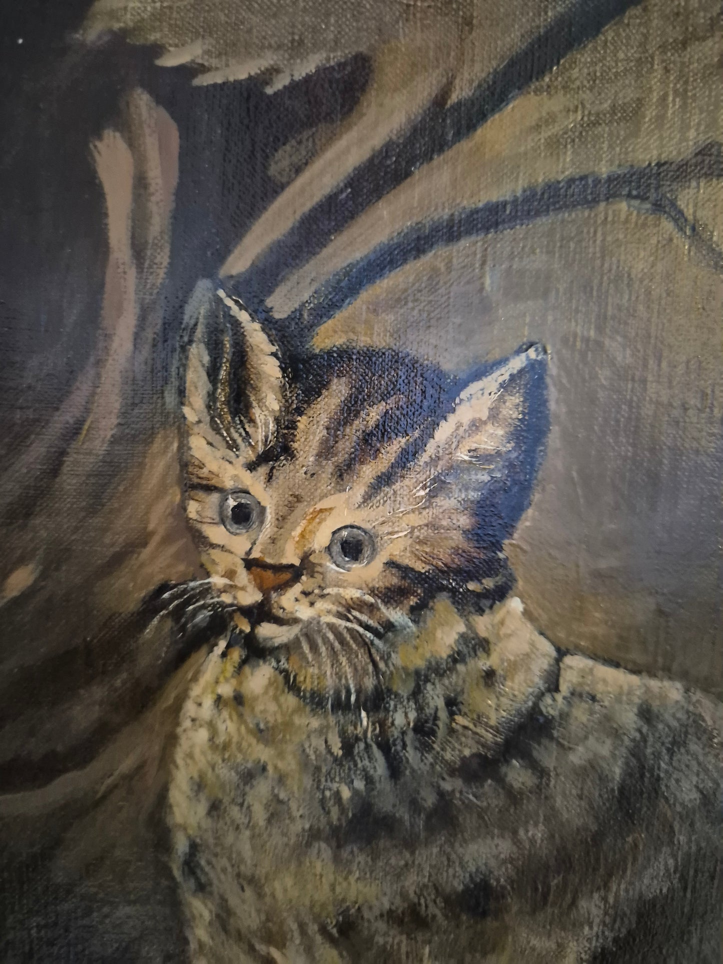 Ölgemälde Katzen Portrait Handsigniert K. Hoppmann (XIX-XX) 38x48cm