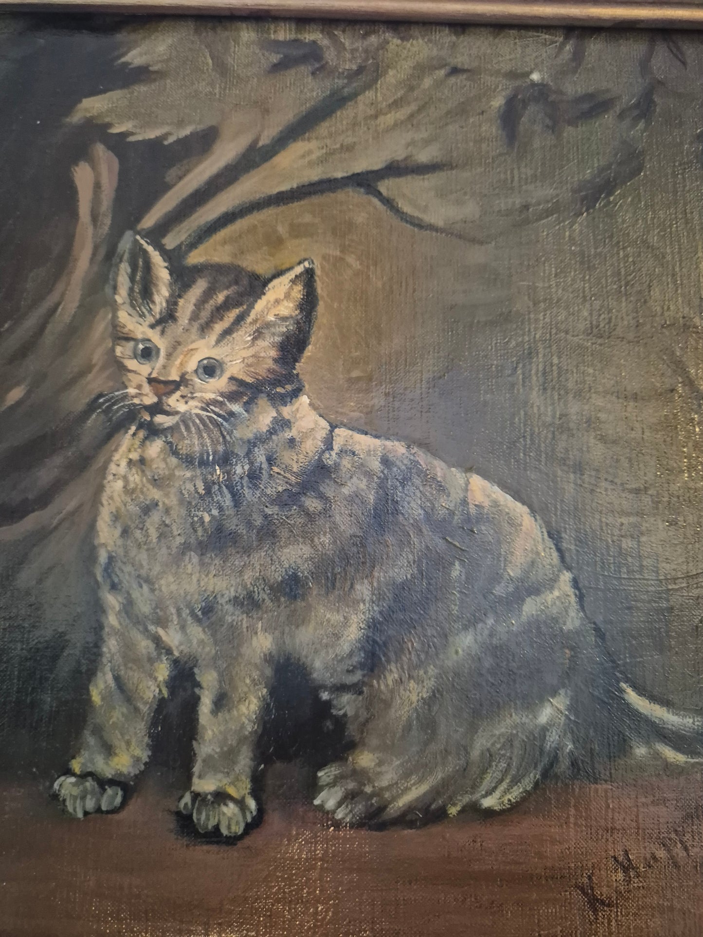 Ölgemälde Katzen Portrait Handsigniert K. Hoppmann (XIX-XX) 38x48cm
