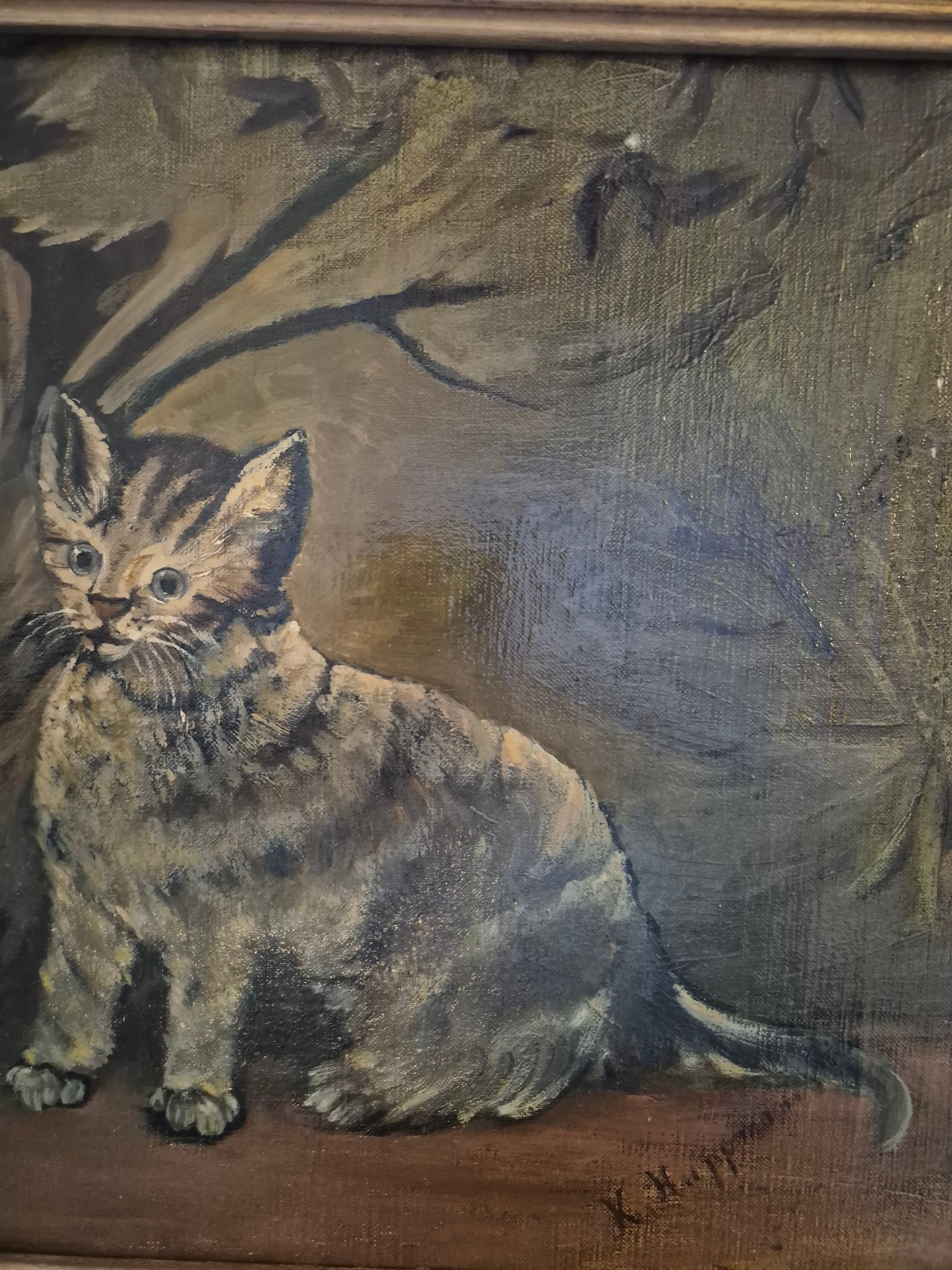 Ölgemälde Katzen Portrait Handsigniert K. Hoppmann (XIX-XX) 38x48cm