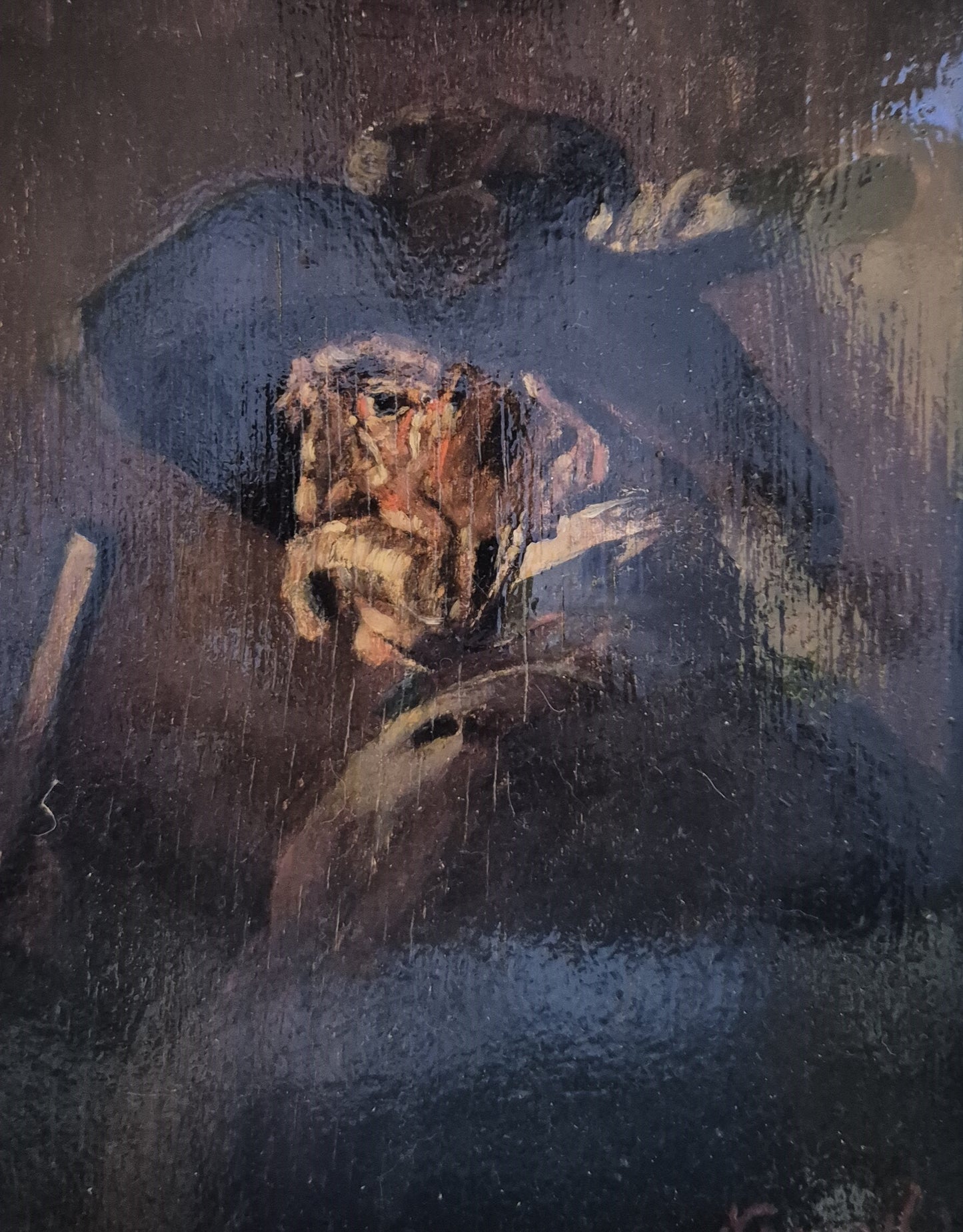 Holländische Schule (XIX-XX) Ölgemälde Bildnis Alter Mann mit Hut 39x34cm