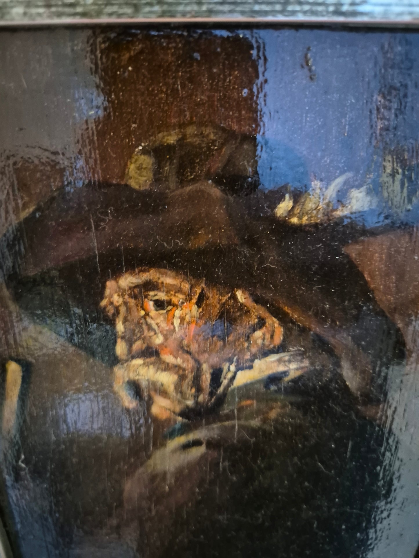 Holländische Schule (XIX-XX) Ölgemälde Bildnis Alter Mann mit Hut 39x34cm