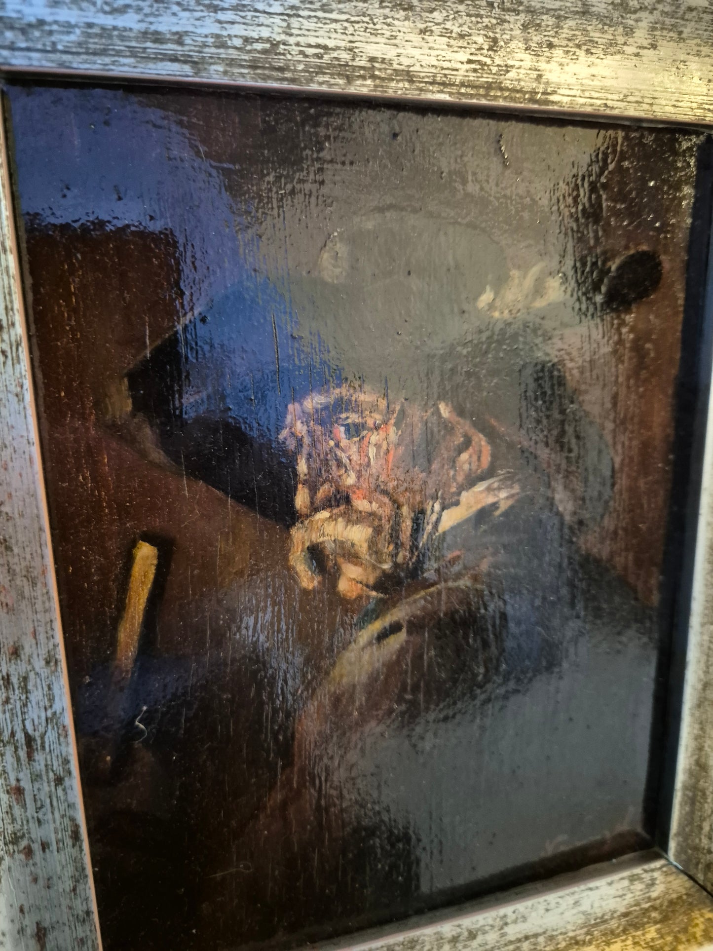 Holländische Schule (XIX-XX) Ölgemälde Bildnis Alter Mann mit Hut 39x34cm