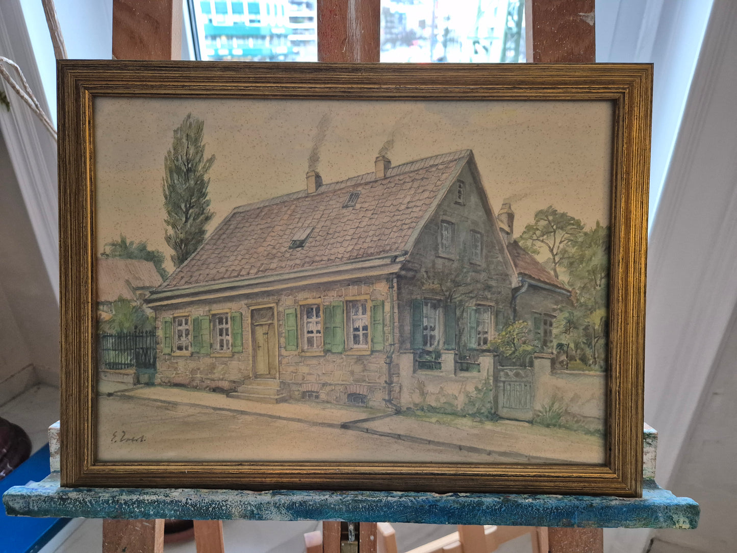 Gemälde Velbert Gründungsstätte Jul. Niederdrenk Handsigniert 32x42cm