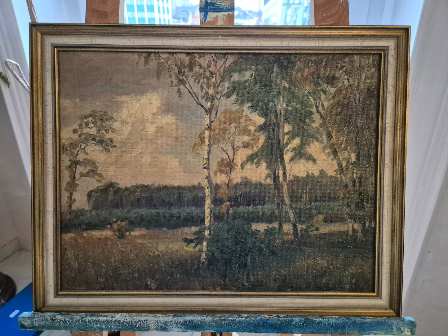 Deutsche Malerschule (XX) Ölgemälde Landschaft mit Wäldern 37x47cm