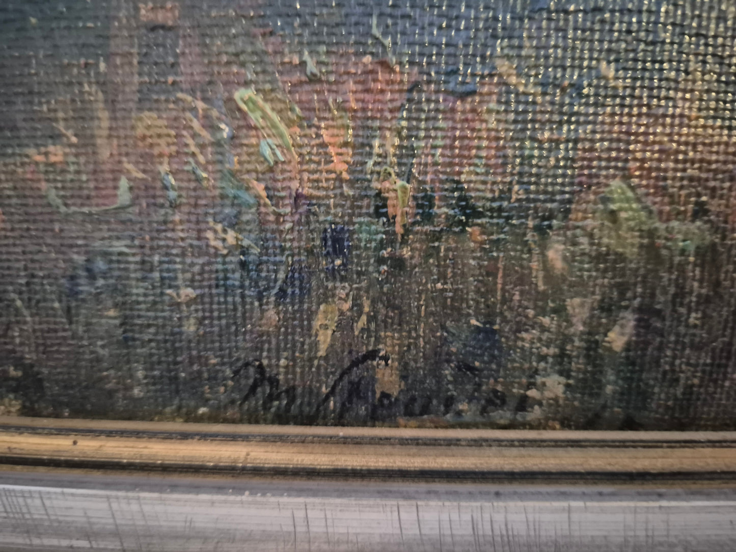 Deutsche Malerschule (XX) Ölgemälde Landschaft mit Wäldern 37x47cm