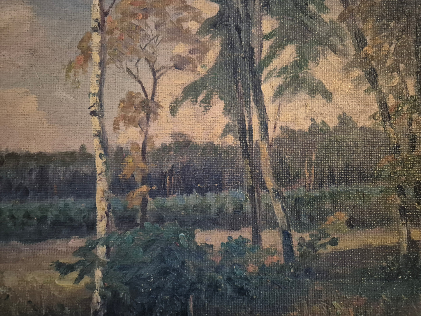 Deutsche Malerschule (XX) Ölgemälde Landschaft mit Wäldern 37x47cm