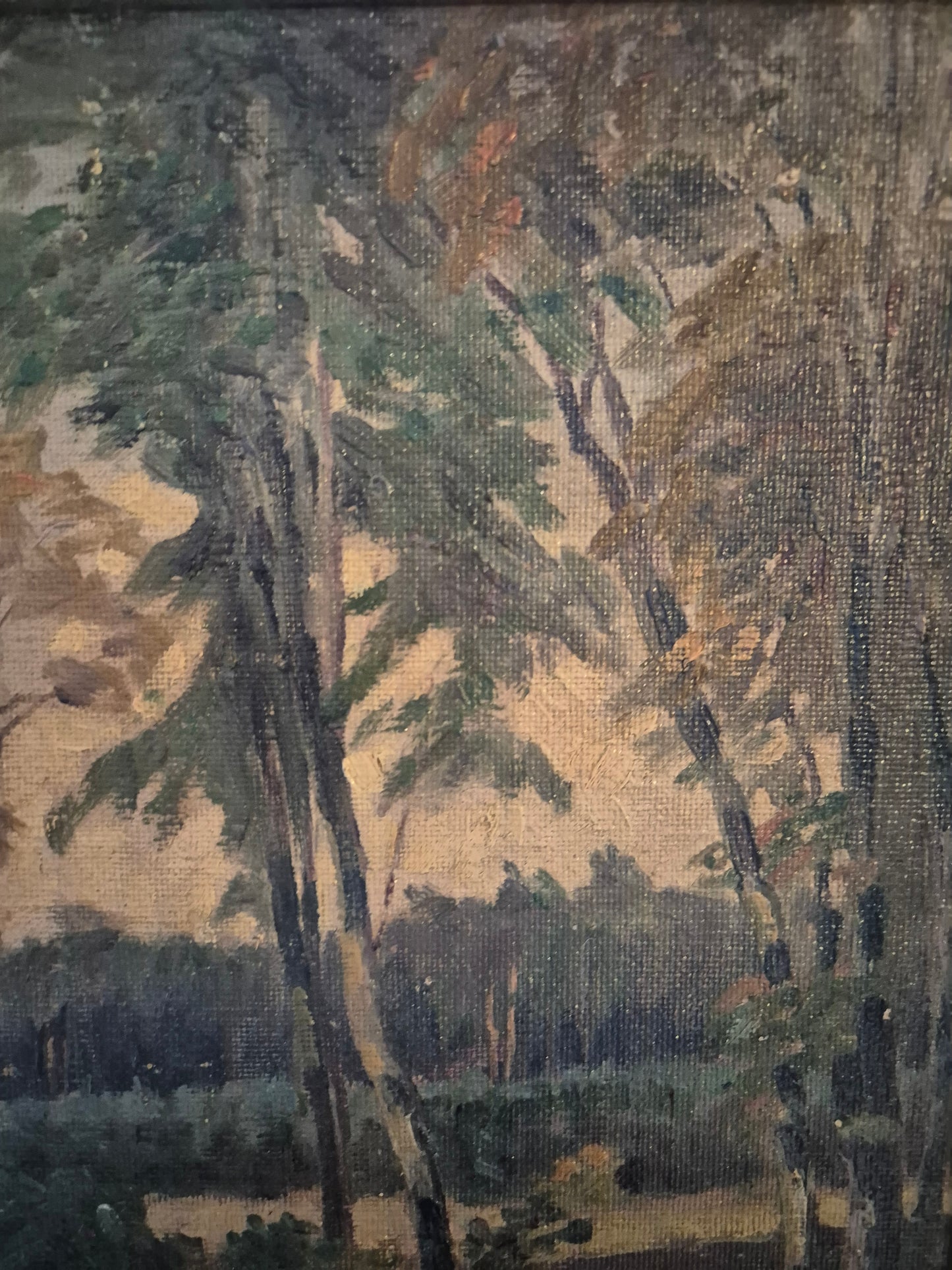 Deutsche Malerschule (XX) Ölgemälde Landschaft mit Wäldern 37x47cm