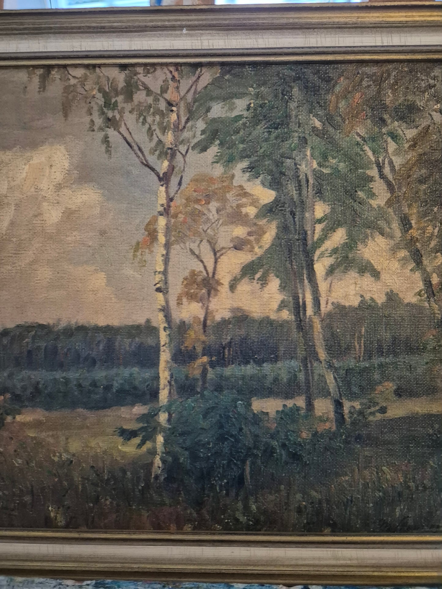 Deutsche Malerschule (XX) Ölgemälde Landschaft mit Wäldern 37x47cm