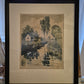 Original Grafik (XX) Lithographie Handsigniert Landschaft Idylle mit Fluss