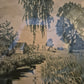 Original Grafik (XX) Lithographie Handsigniert Landschaft Idylle mit Fluss