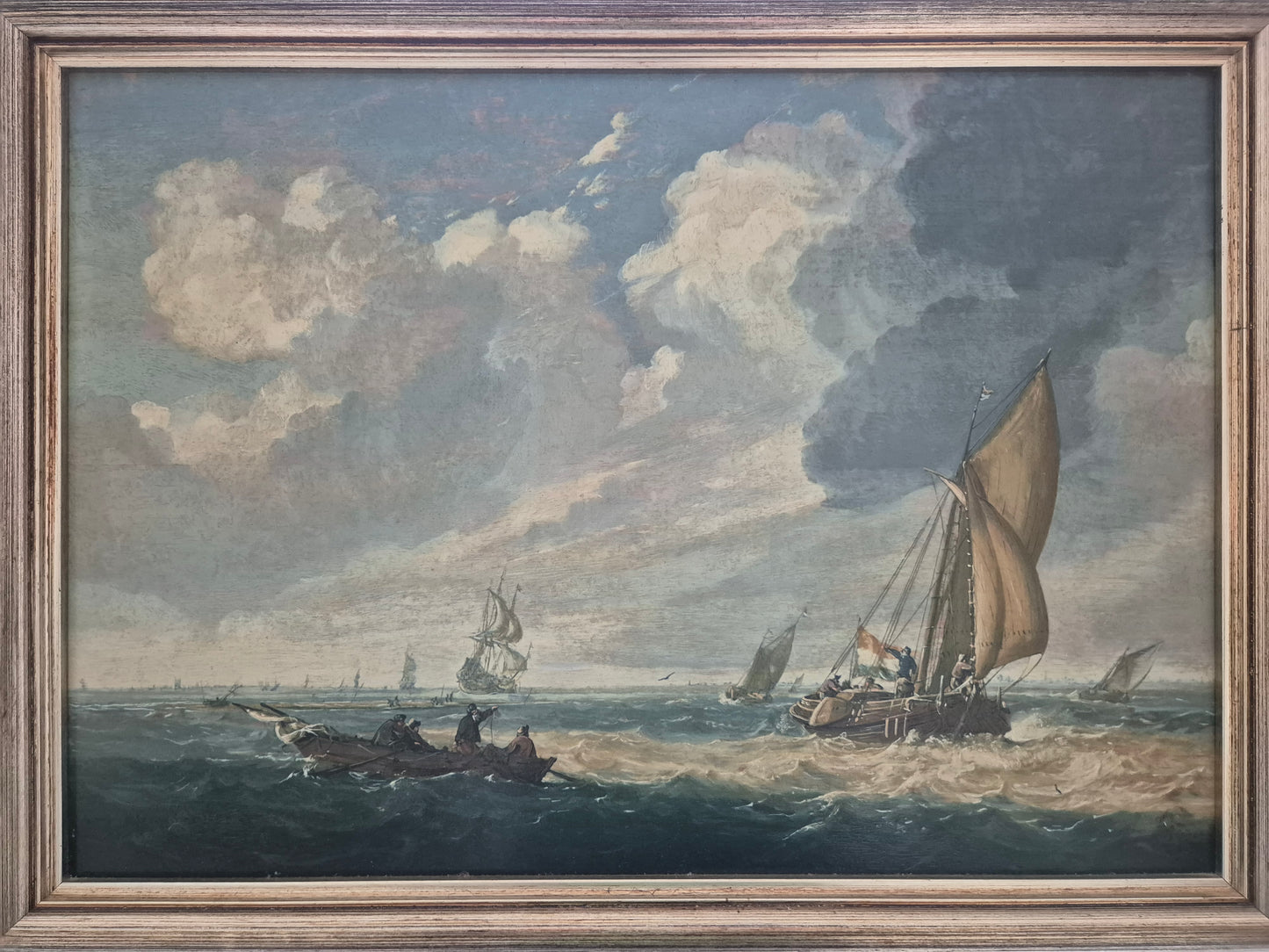 Julius Porcellis (XVII) Gemälde Schiffe in ruhiger See Zertifikat 53x70cm