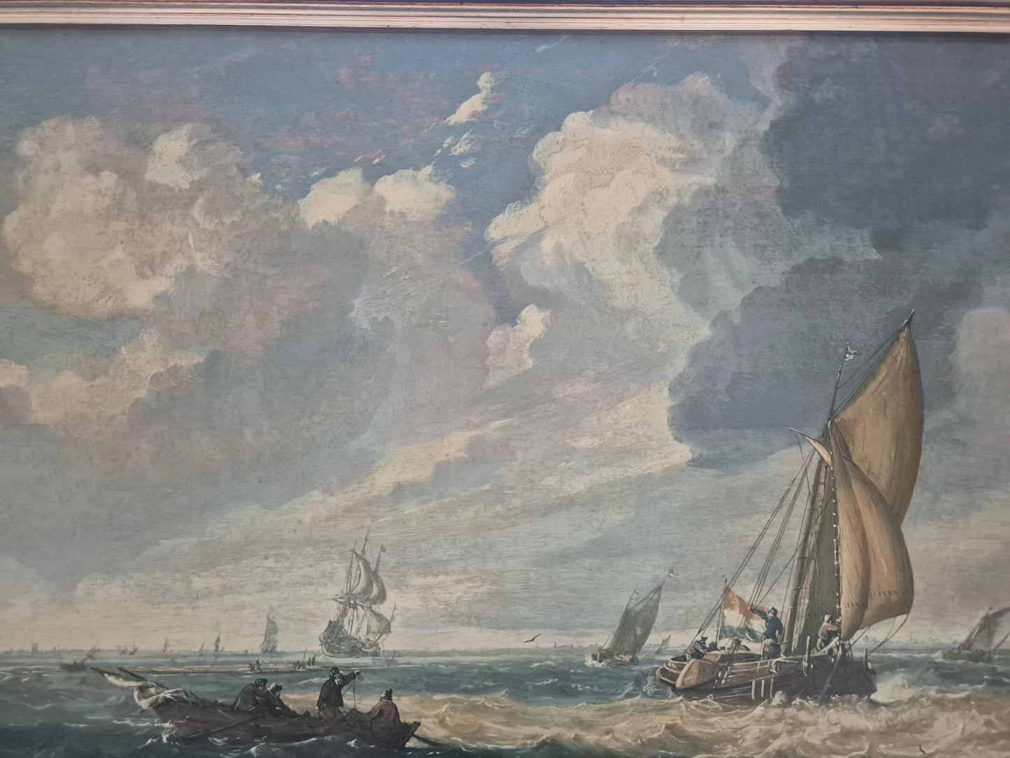 Julius Porcellis (XVII) Gemälde Schiffe in ruhiger See Zertifikat 53x70cm