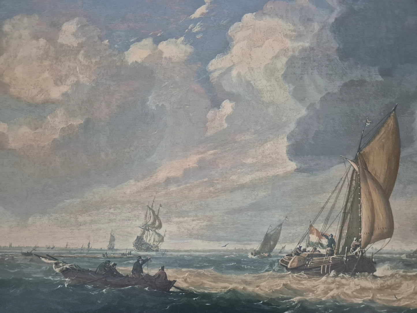 Julius Porcellis (XVII) Gemälde Schiffe in ruhiger See Zertifikat 53x70cm