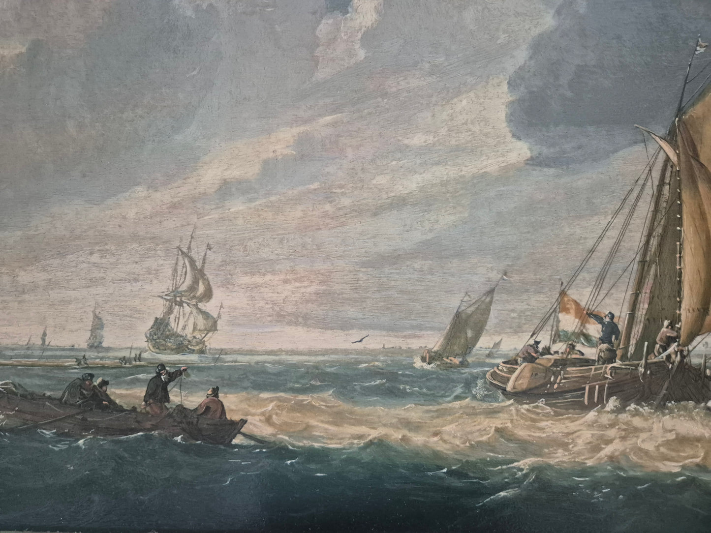 Julius Porcellis (XVII) Gemälde Schiffe in ruhiger See Zertifikat 53x70cm