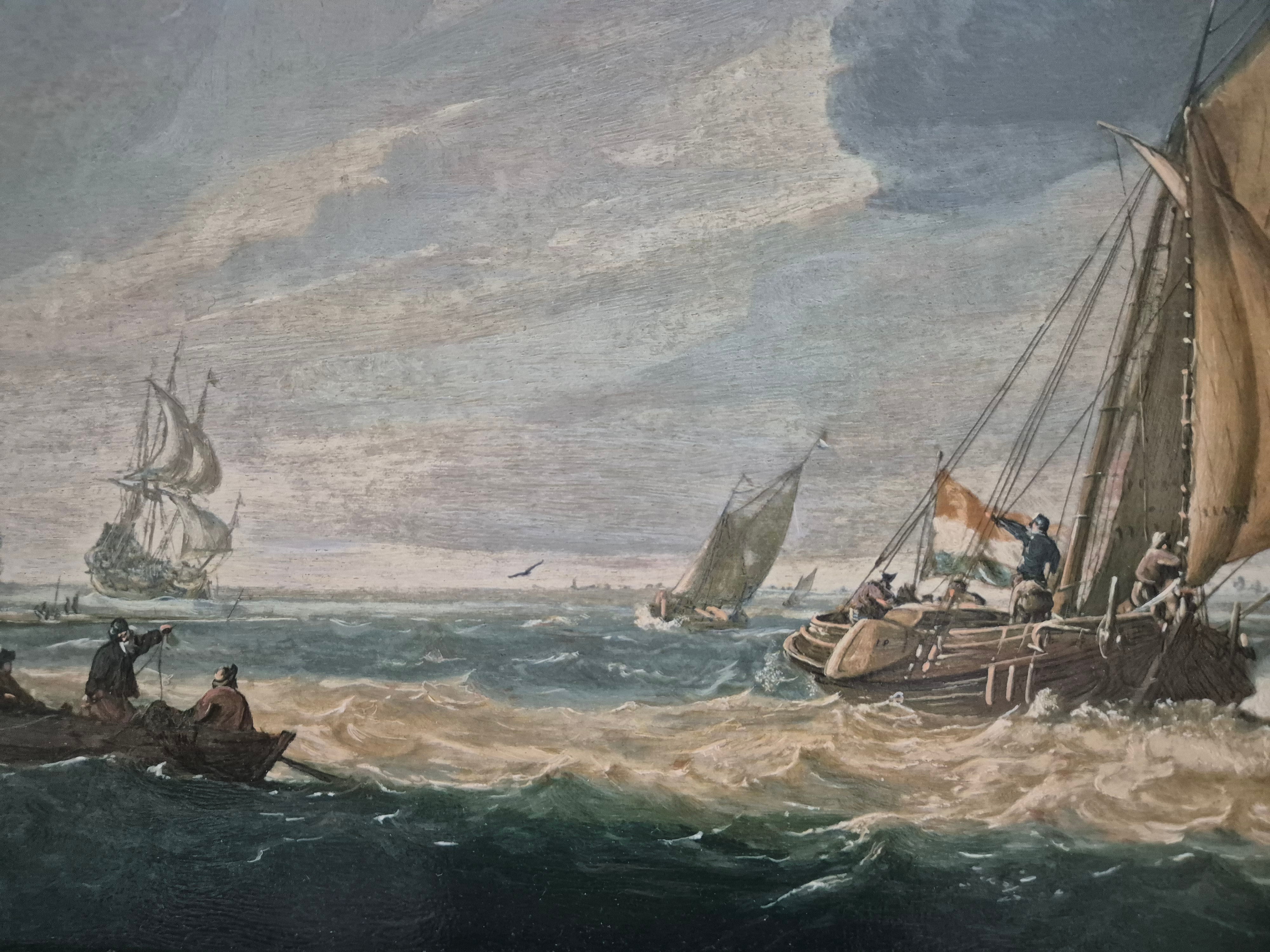 Julius Porcellis (XVII) Gemälde Schiffe in ruhiger See Zertifikat