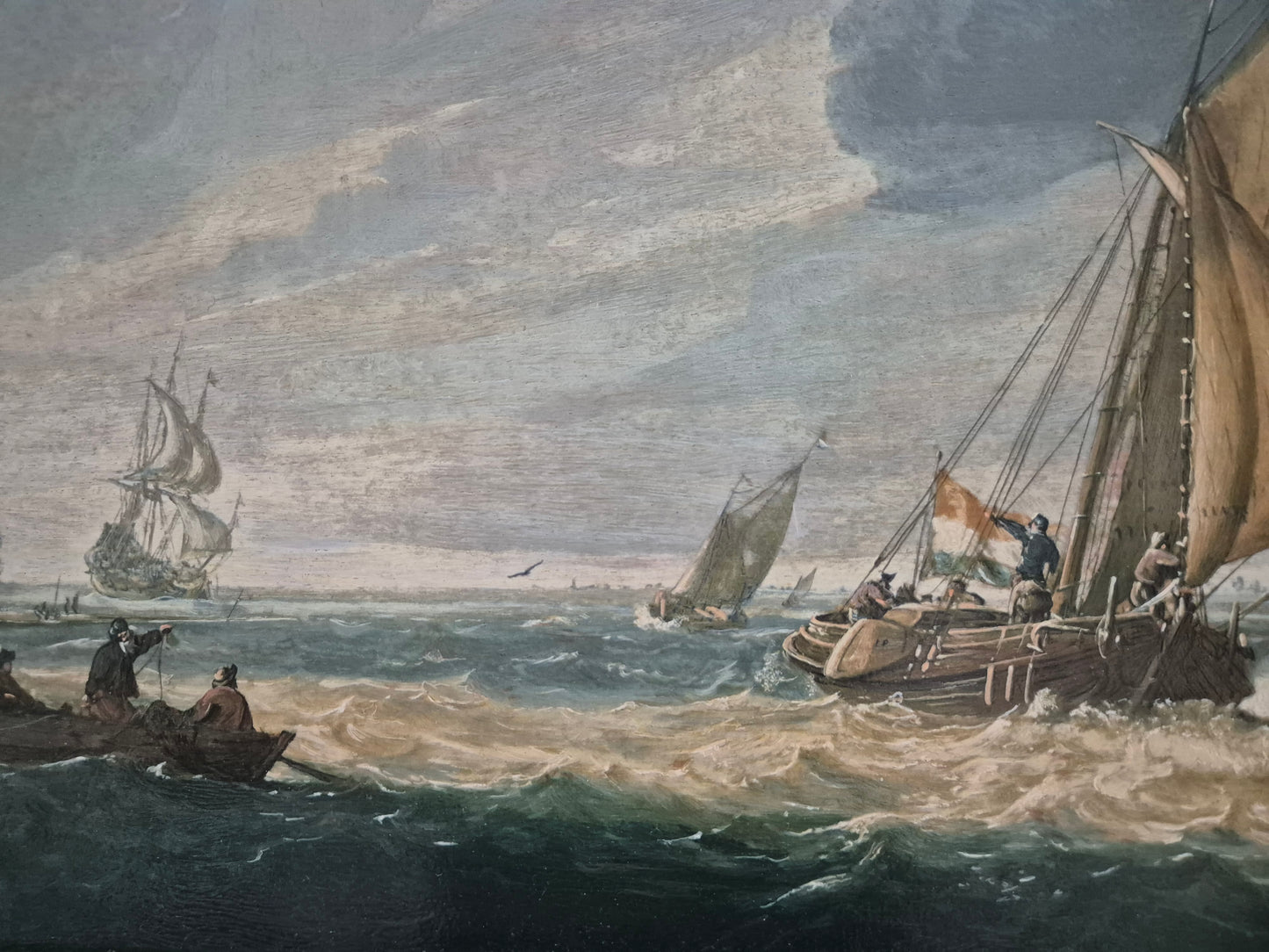 Julius Porcellis (XVII) Gemälde Schiffe in ruhiger See Zertifikat 53x70cm