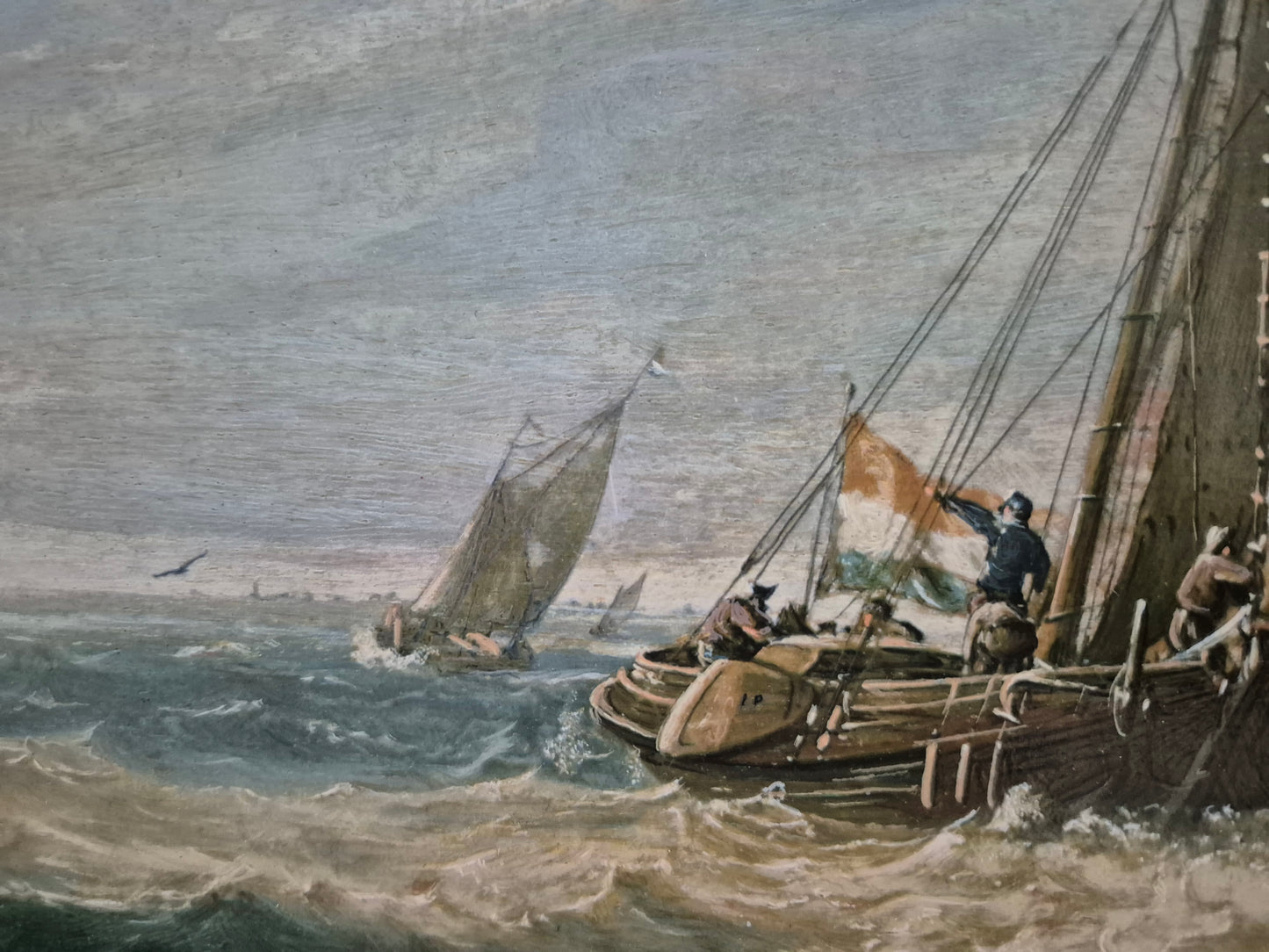 Julius Porcellis (XVII) Gemälde Schiffe in ruhiger See Zertifikat 53x70cm