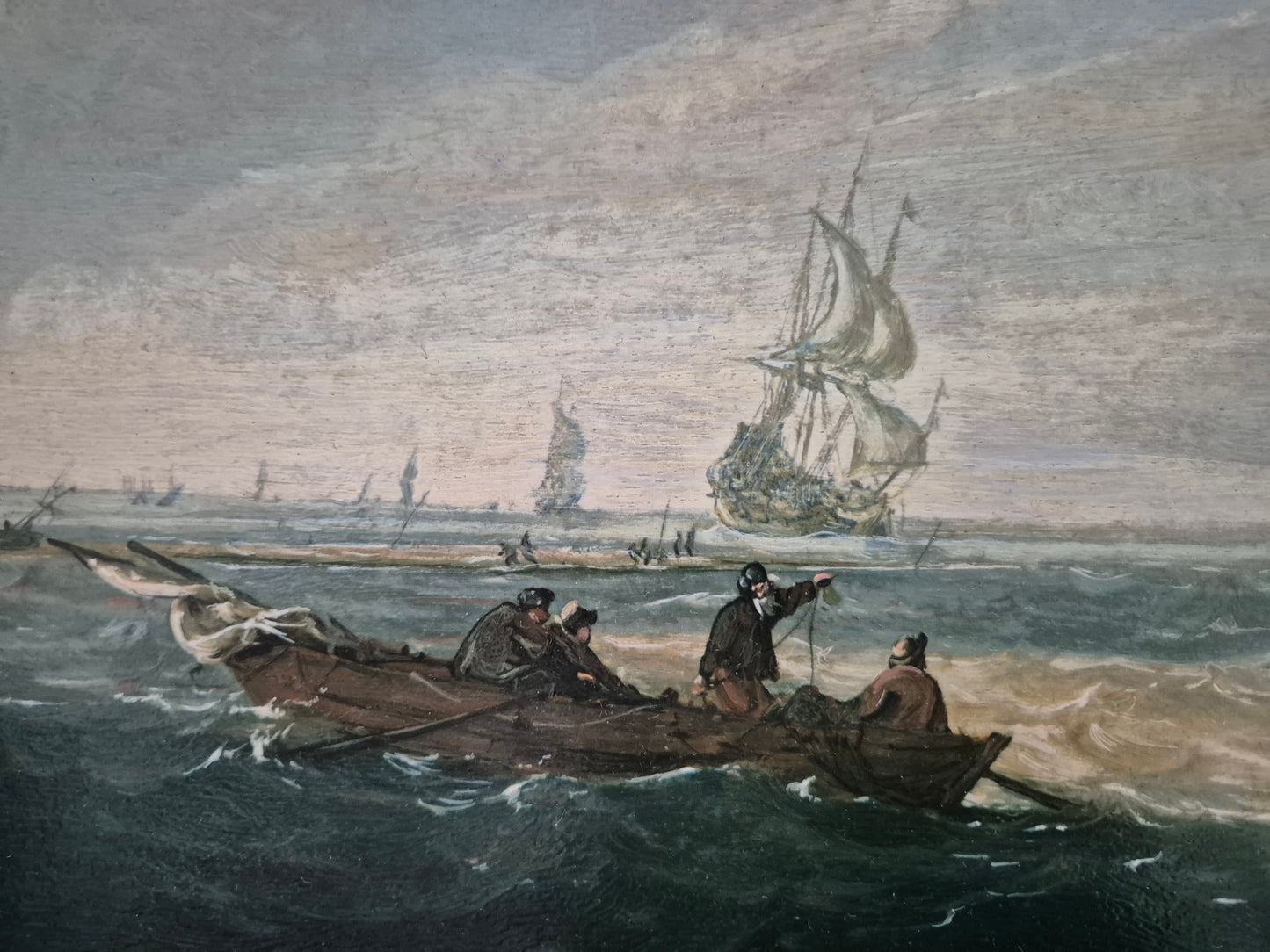 Julius Porcellis (XVII) Gemälde Schiffe in ruhiger See Zertifikat 53x70cm