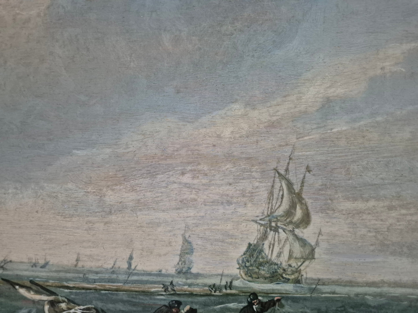 Julius Porcellis (XVII) Gemälde Schiffe in ruhiger See Zertifikat 53x70cm