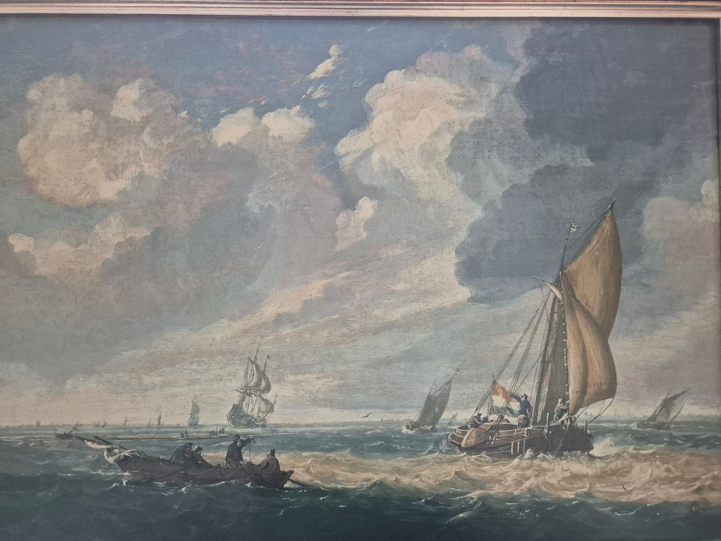 Julius Porcellis (XVII) Gemälde Schiffe in ruhiger See Zertifikat 53x70cm