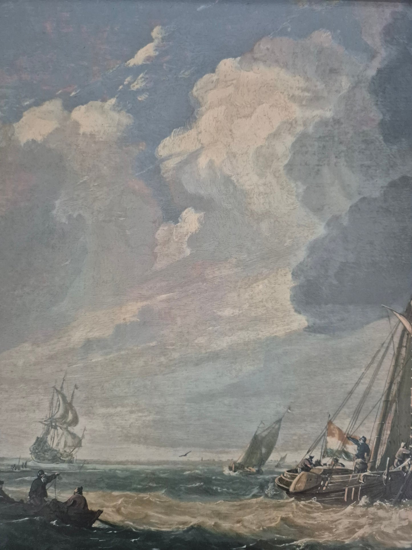 Julius Porcellis (XVII) Gemälde Schiffe in ruhiger See Zertifikat 53x70cm