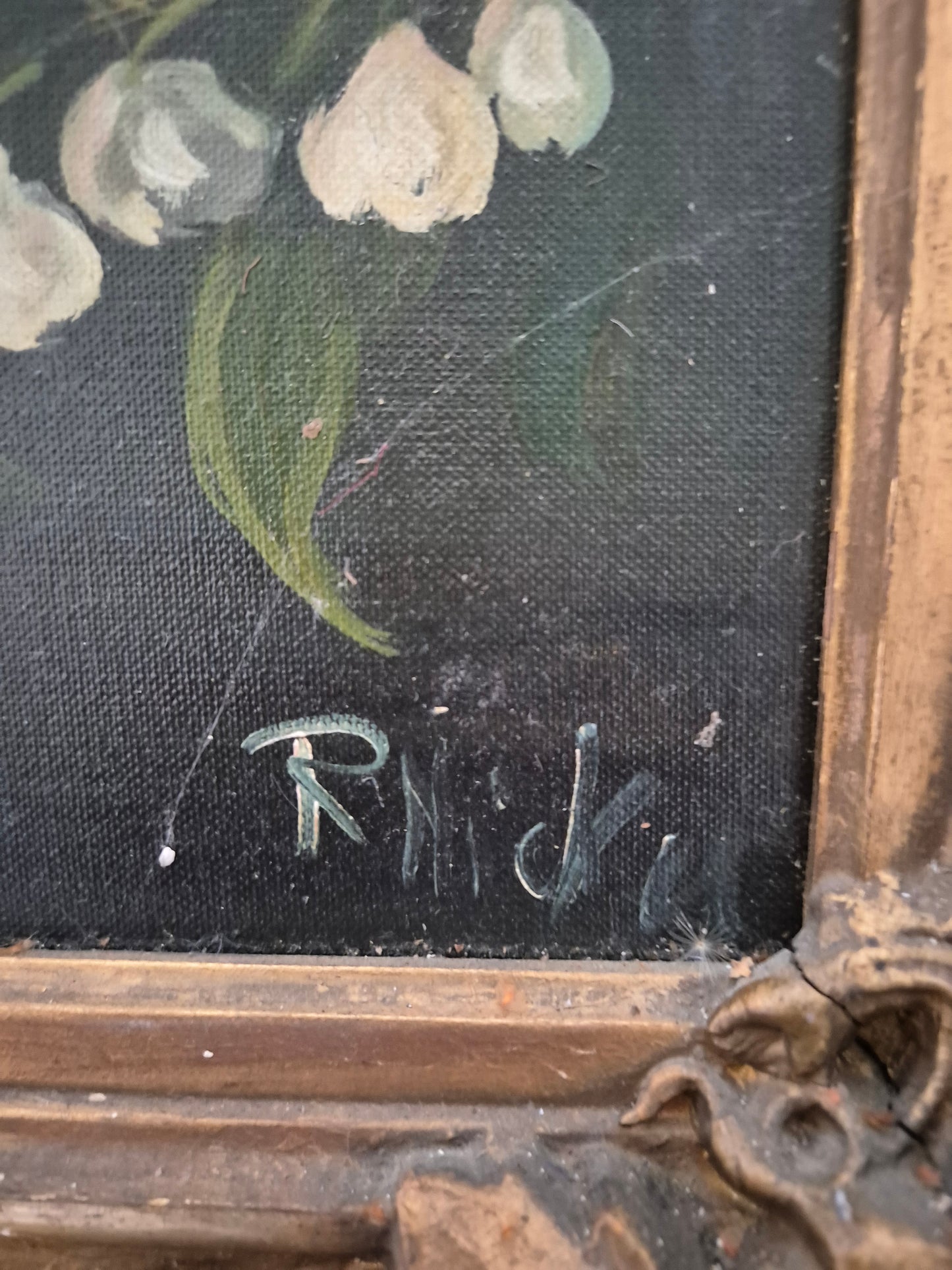 Ölgemälde Üppiges Blumenstillleben Handsigniert Europäische Schule (XX)