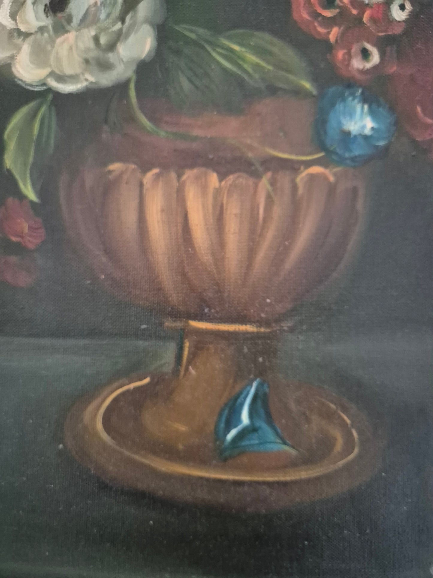 Ölgemälde Üppiges Blumenstillleben Handsigniert Europäische Schule (XX)