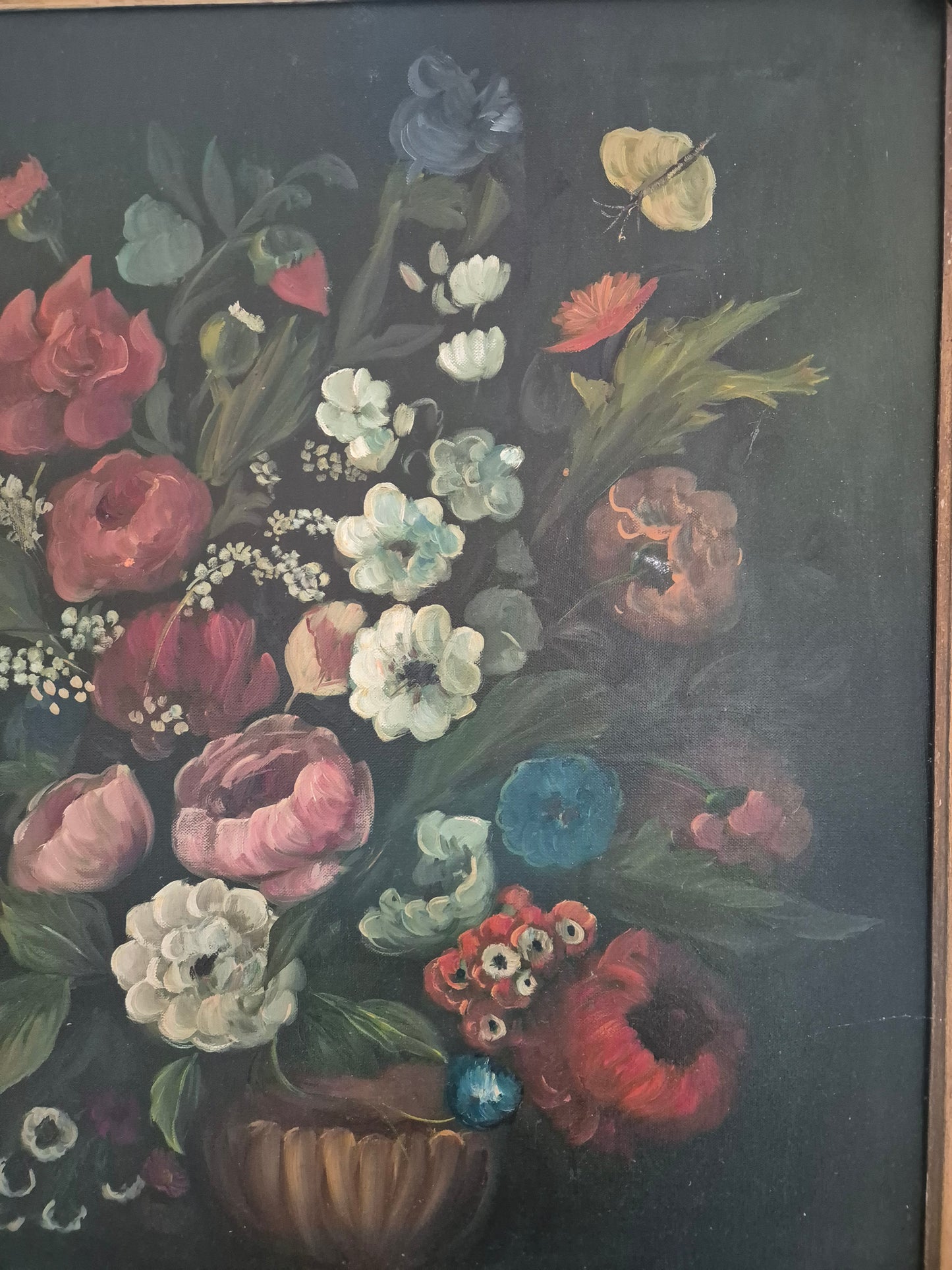 Ölgemälde Üppiges Blumenstillleben Handsigniert Europäische Schule (XX)