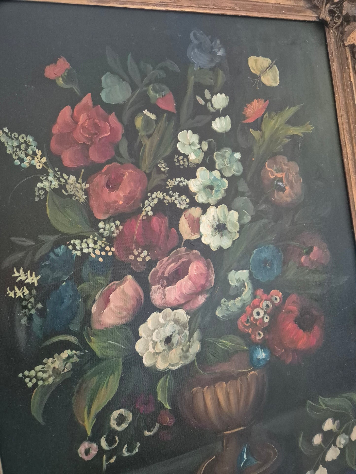 Ölgemälde Üppiges Blumenstillleben Handsigniert Europäische Schule (XX)