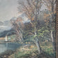 Ölgemälde Landschaft mit See Europäische Schule (XX) Handsigniert