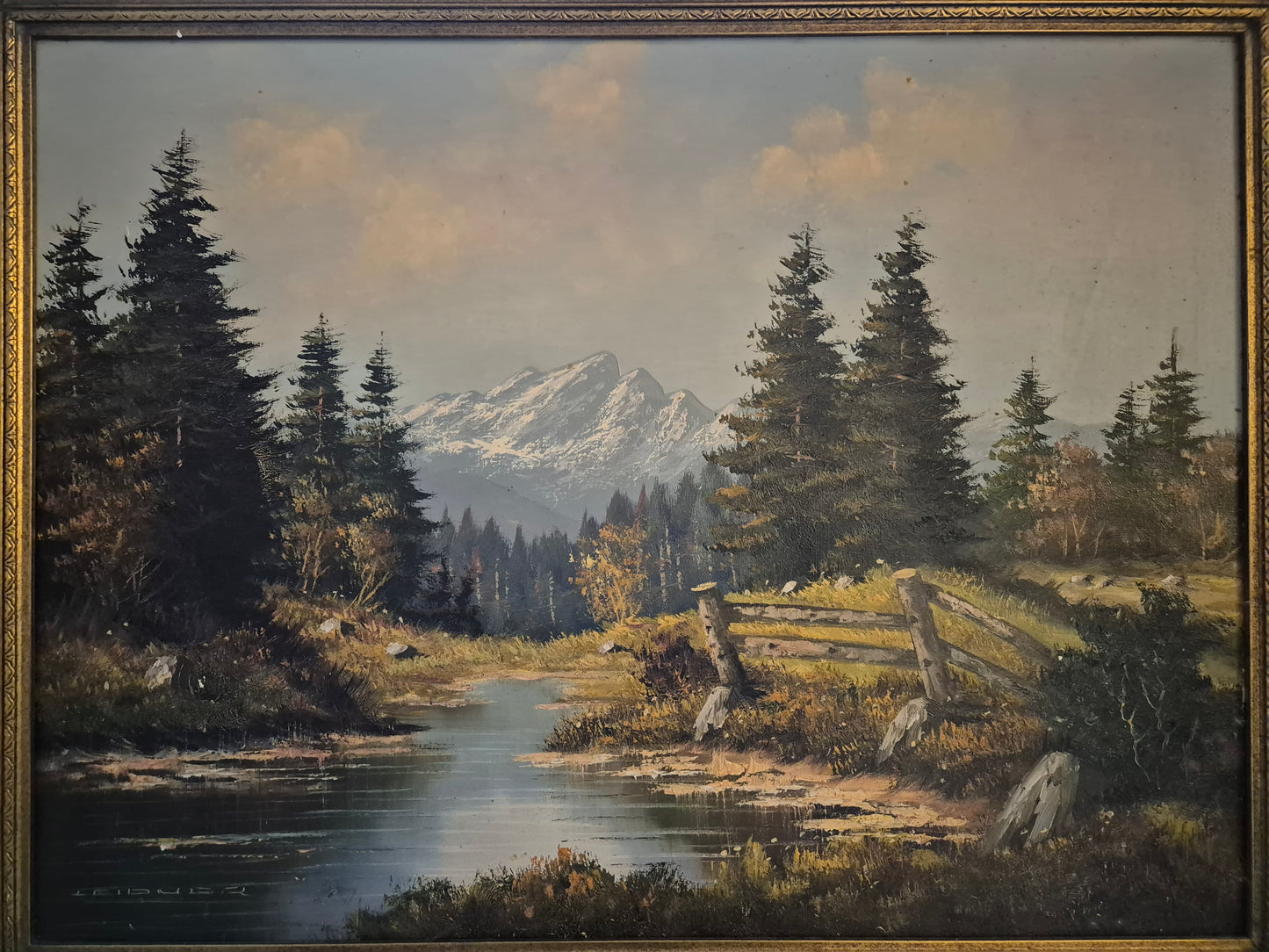 Ludger Leidner (geb. 1930) Ölgemälde Alpenlandschaft 76x96cm