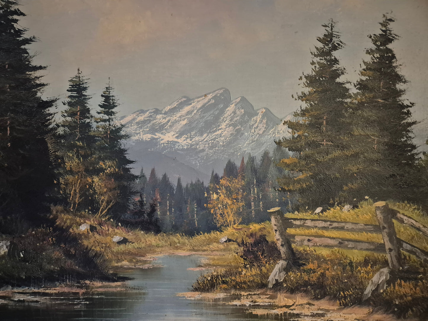 Ludger Leidner (geb. 1930) Ölgemälde Alpenlandschaft 76x96cm