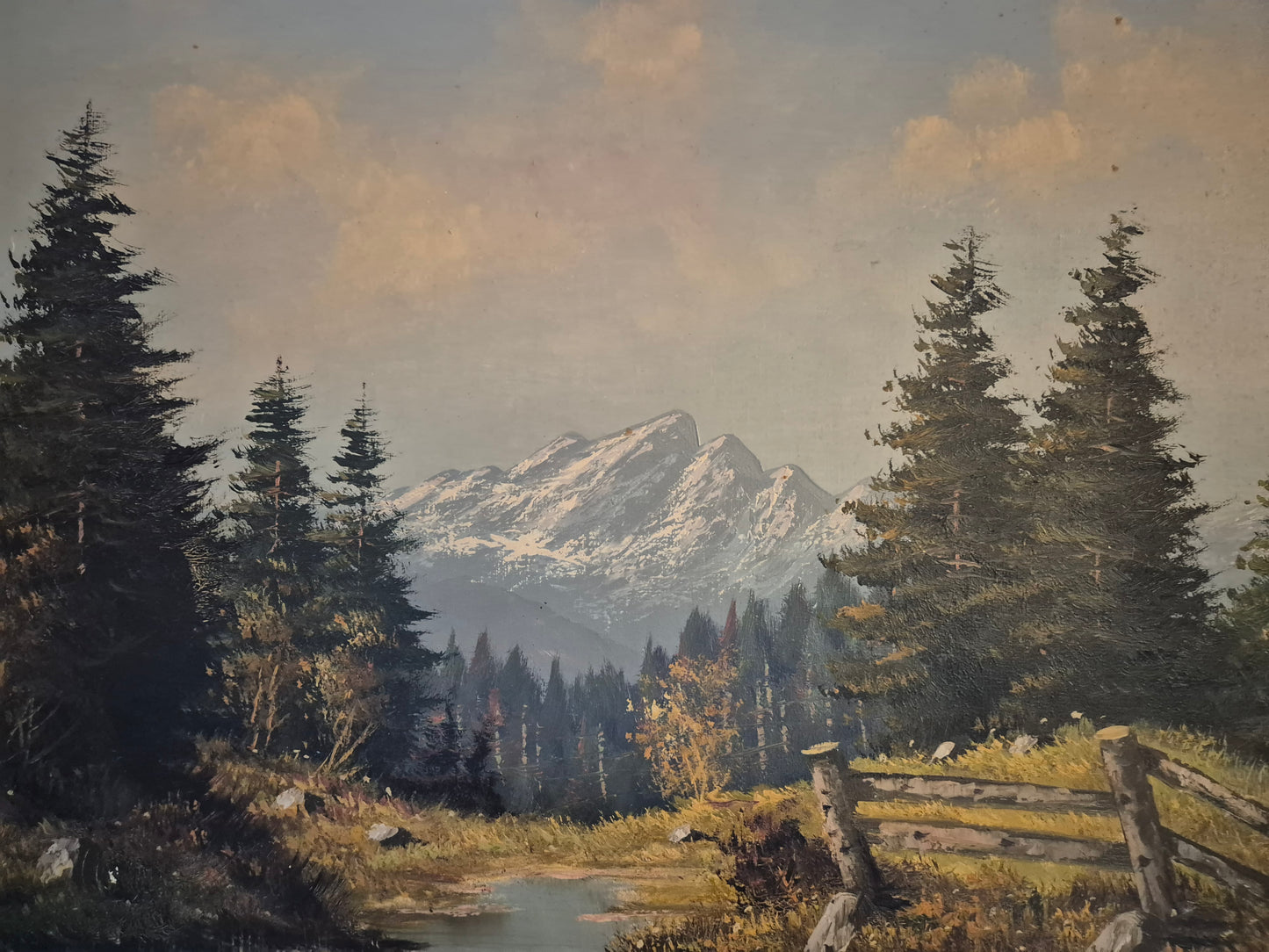 Ludger Leidner (geb. 1930) Ölgemälde Alpenlandschaft 76x96cm