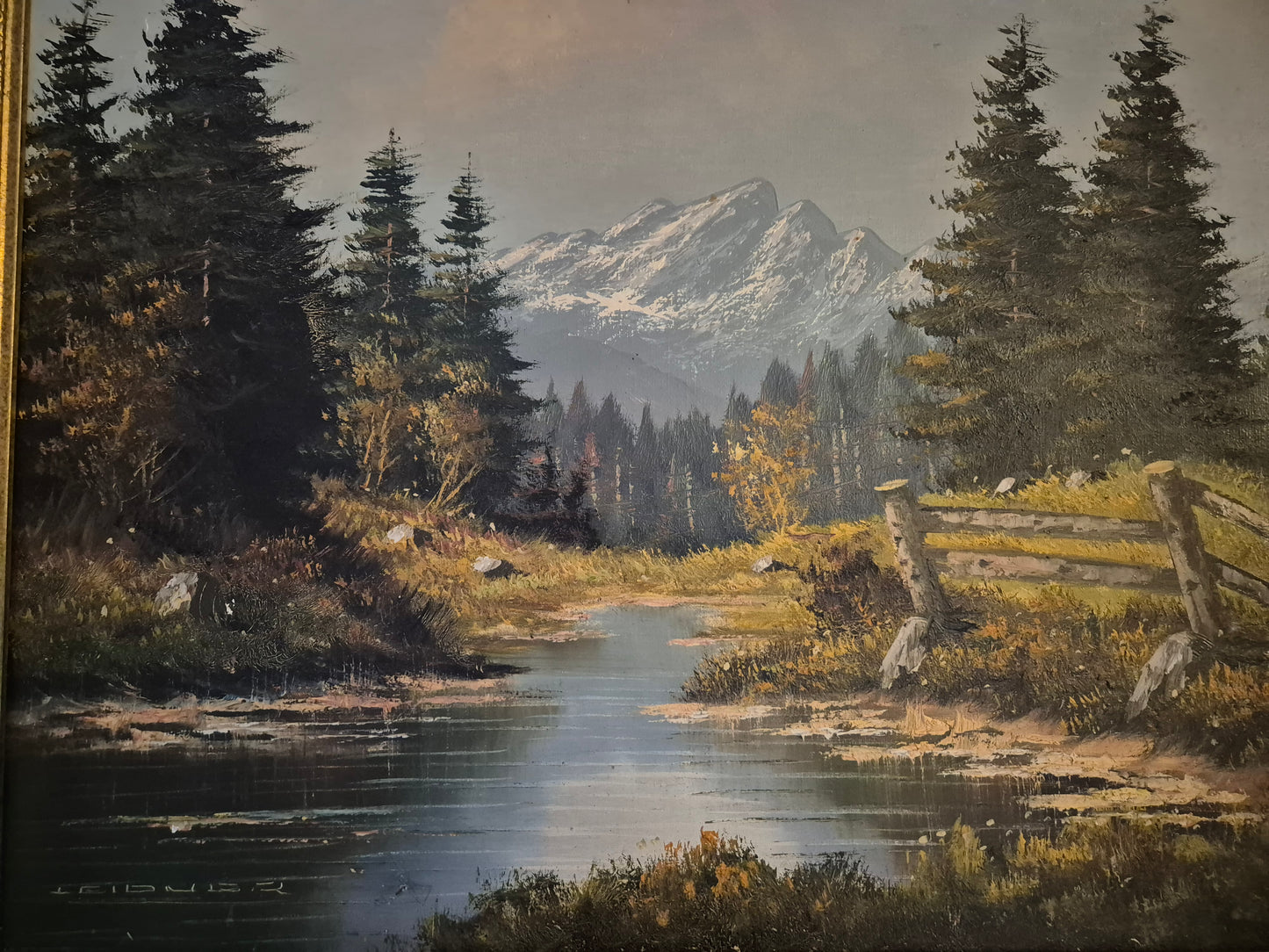 Ludger Leidner (geb. 1930) Ölgemälde Alpenlandschaft 76x96cm