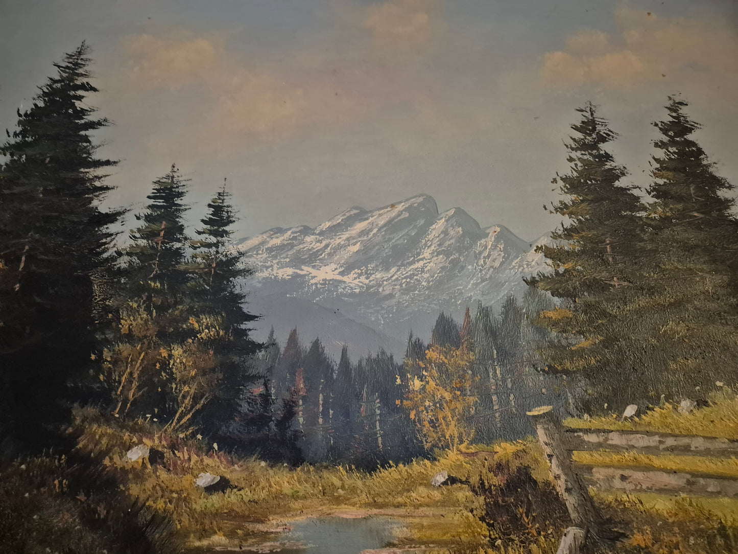 Ludger Leidner (geb. 1930) Ölgemälde Alpenlandschaft 76x96cm