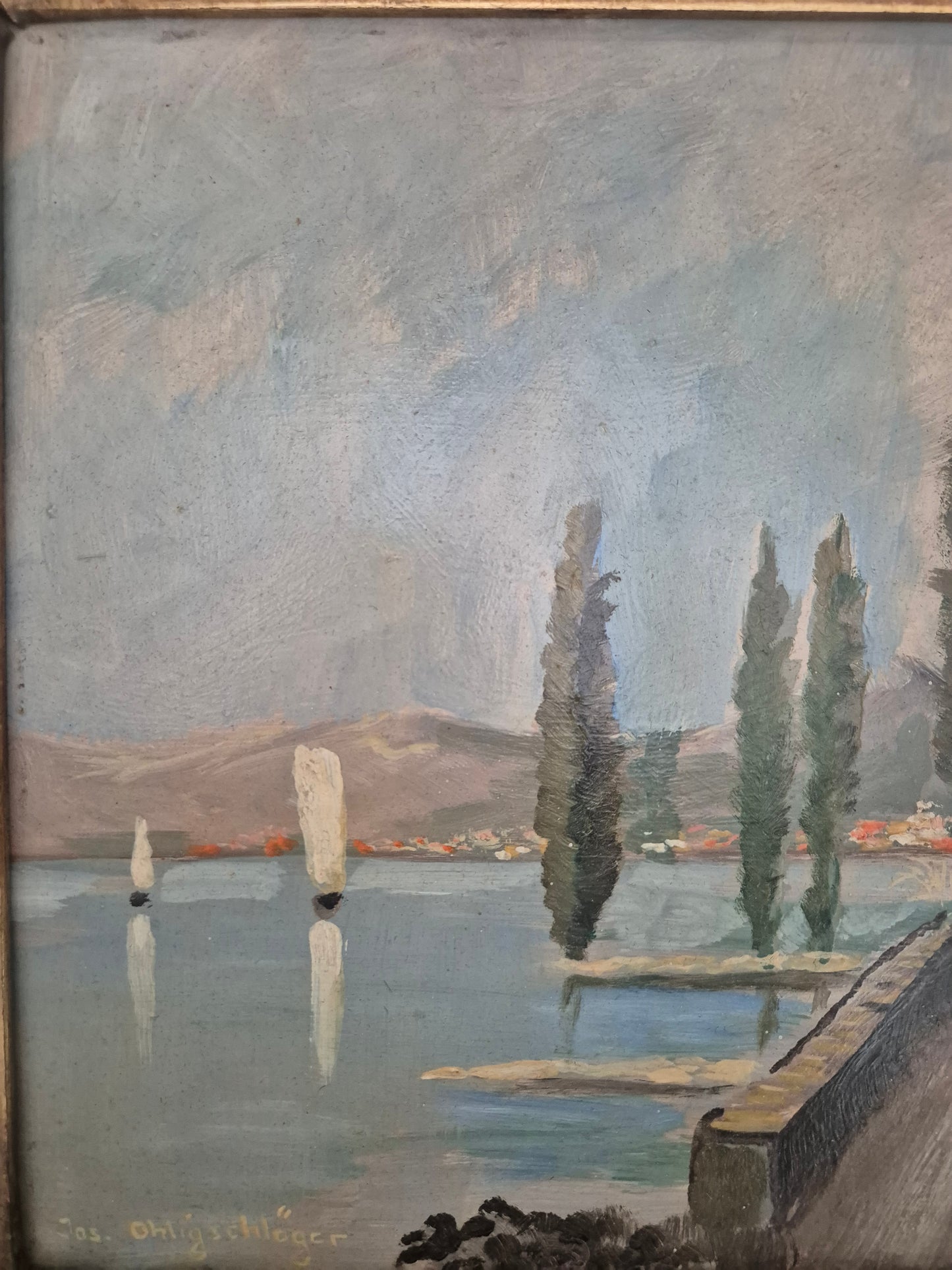 Josef Ohligschläger (1877-1959) Ölgemälde Südküste 43x49cm