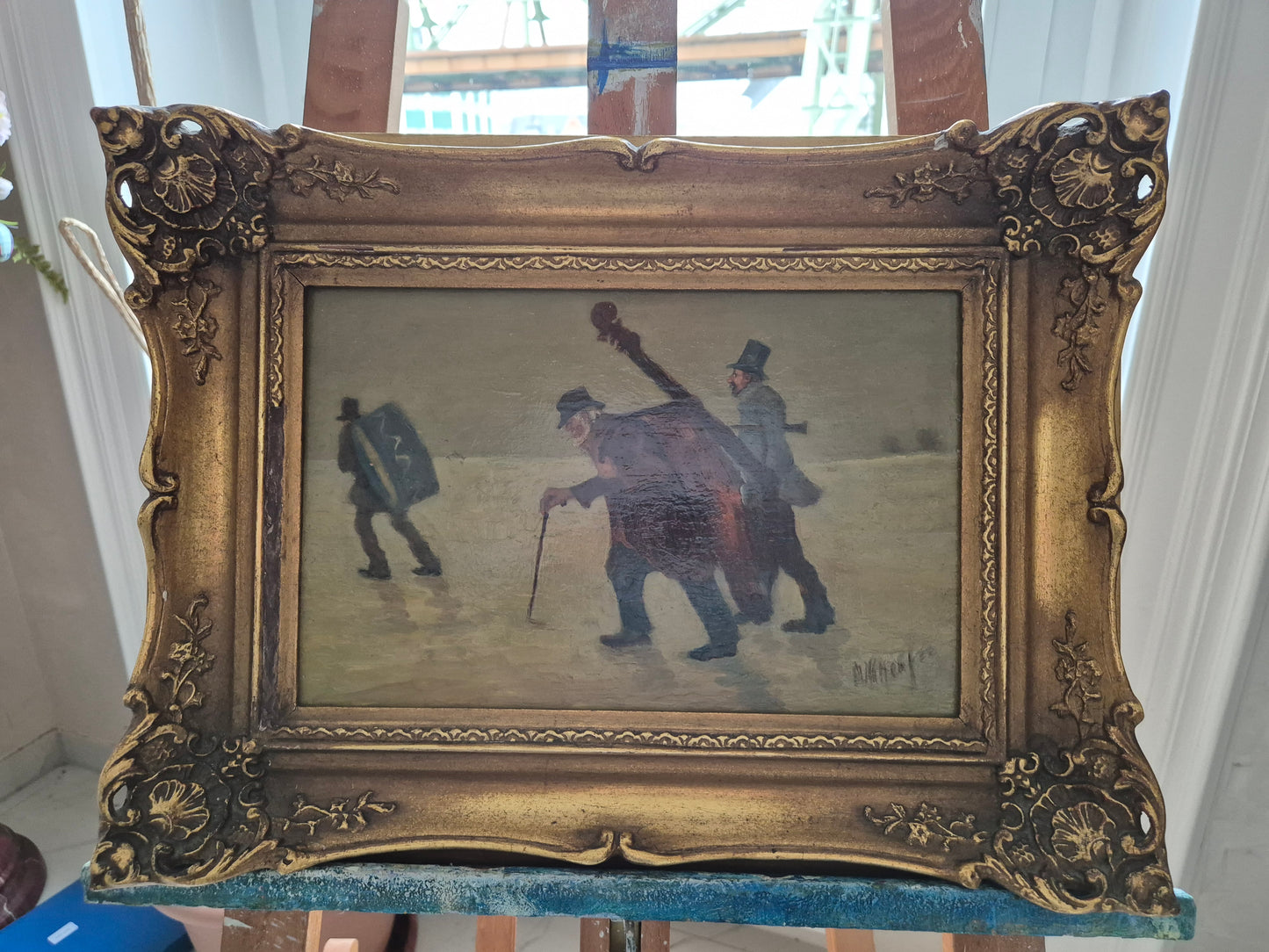 Europäische Schule (XIX-XX) Ölgemälde Handsigniert Winterlandschaft