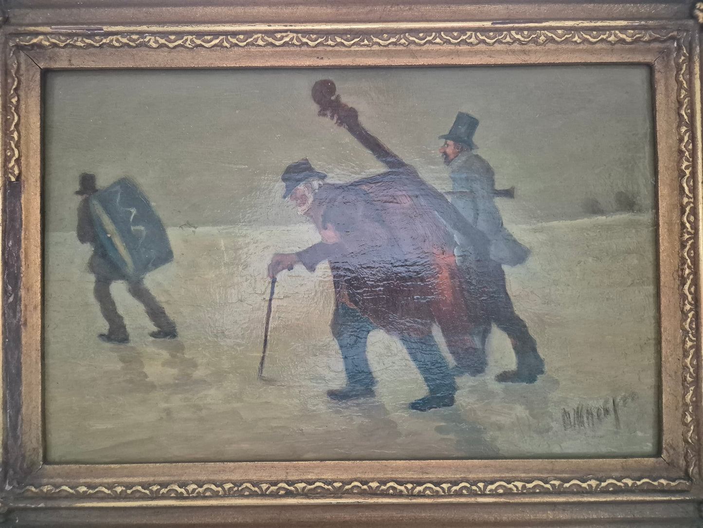 Europäische Schule (XIX-XX) Ölgemälde Handsigniert Winterlandschaft