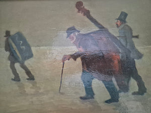 Europäische Schule (XIX-XX) Ölgemälde Handsigniert Winterlandschaft