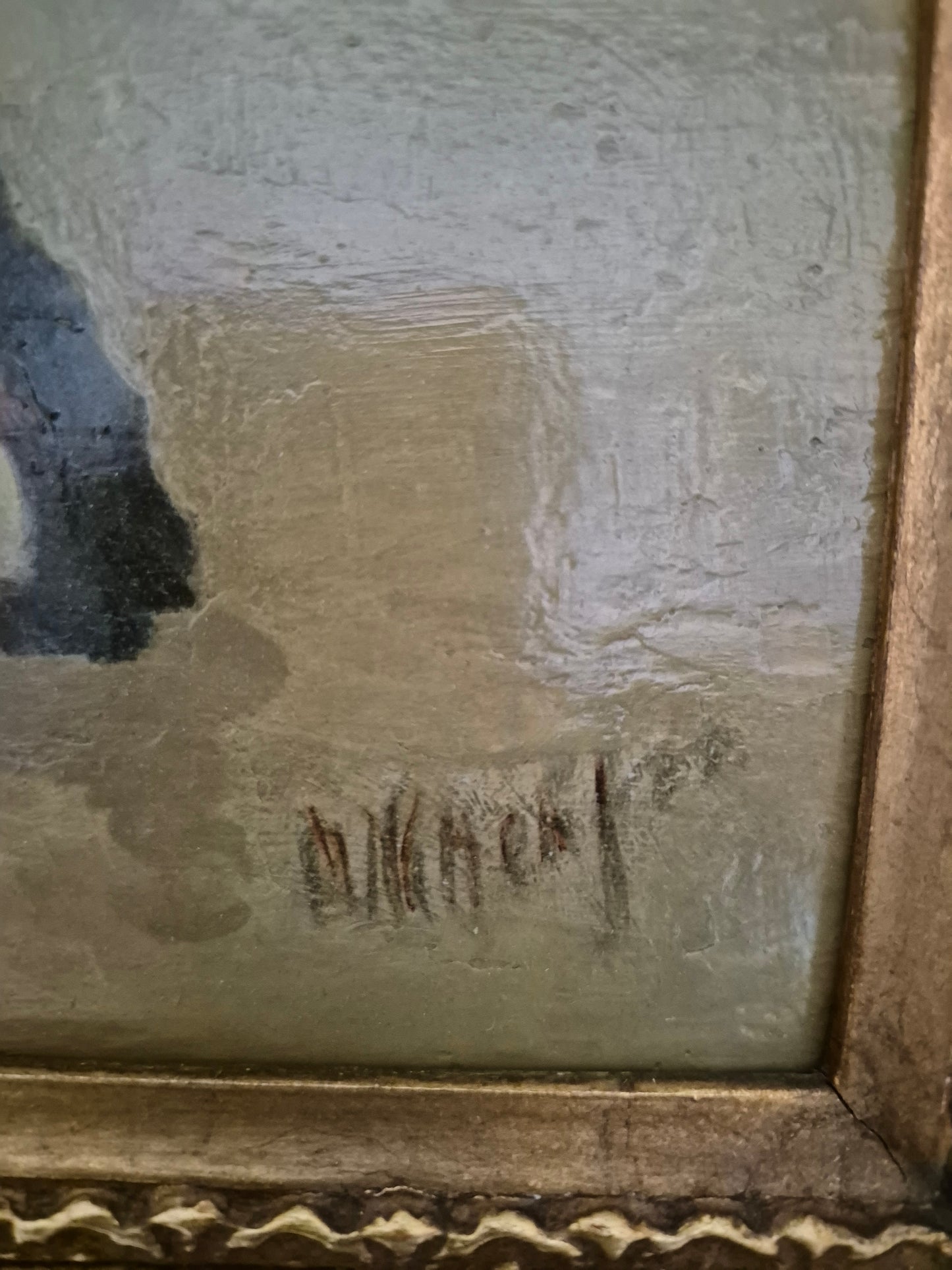 Europäische Schule (XIX-XX) Ölgemälde Handsigniert Winterlandschaft