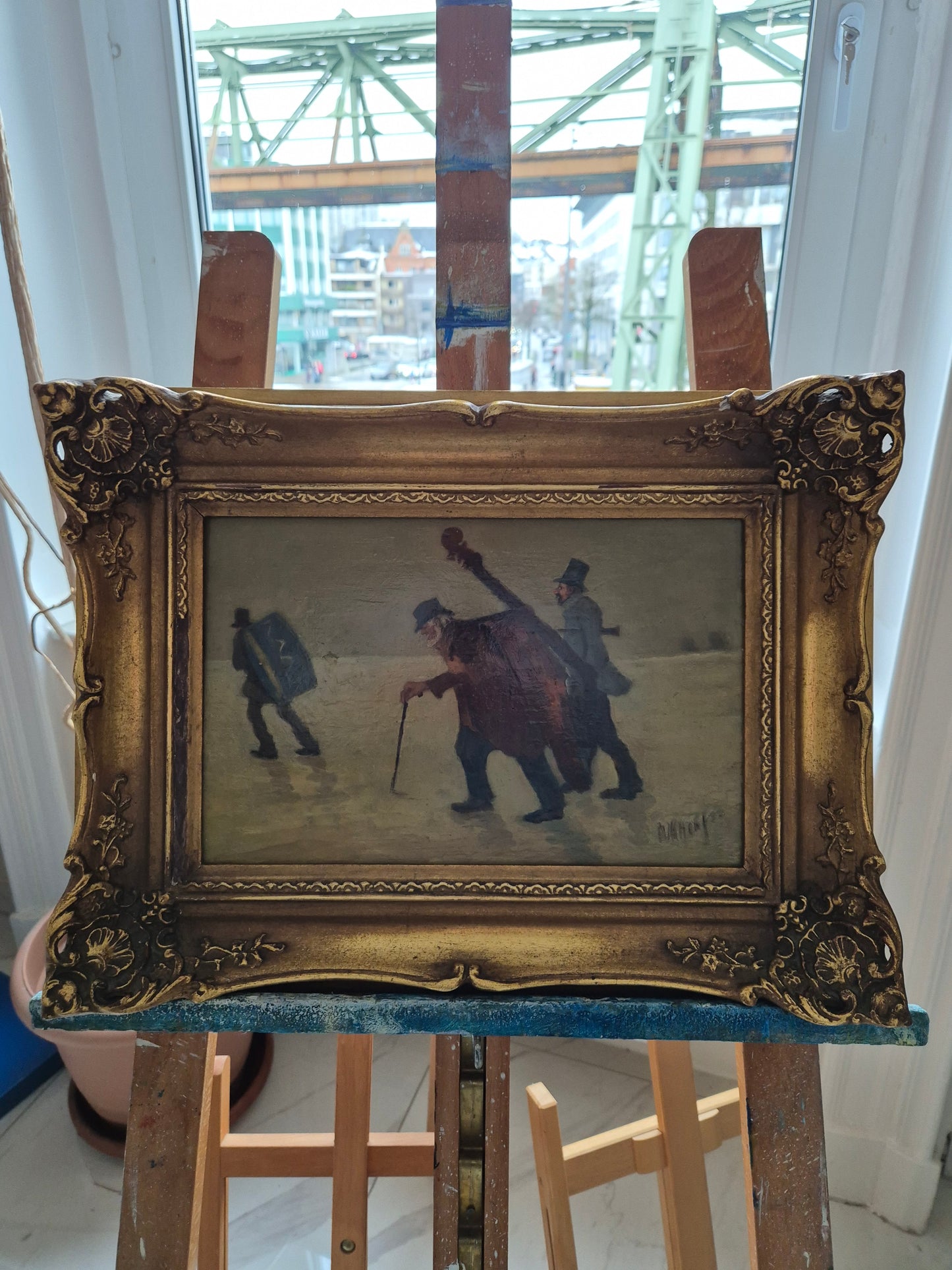 Europäische Schule (XIX-XX) Ölgemälde Handsigniert Winterlandschaft