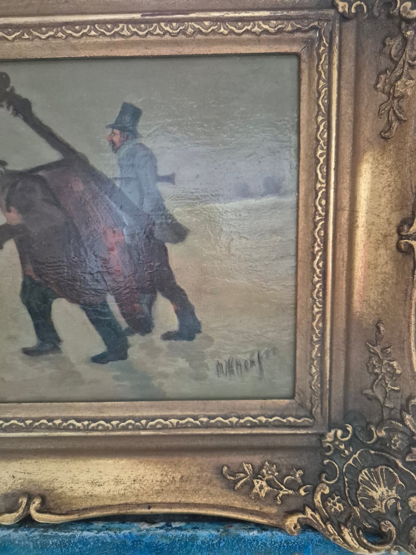 Europäische Schule (XIX-XX) Ölgemälde Handsigniert Winterlandschaft