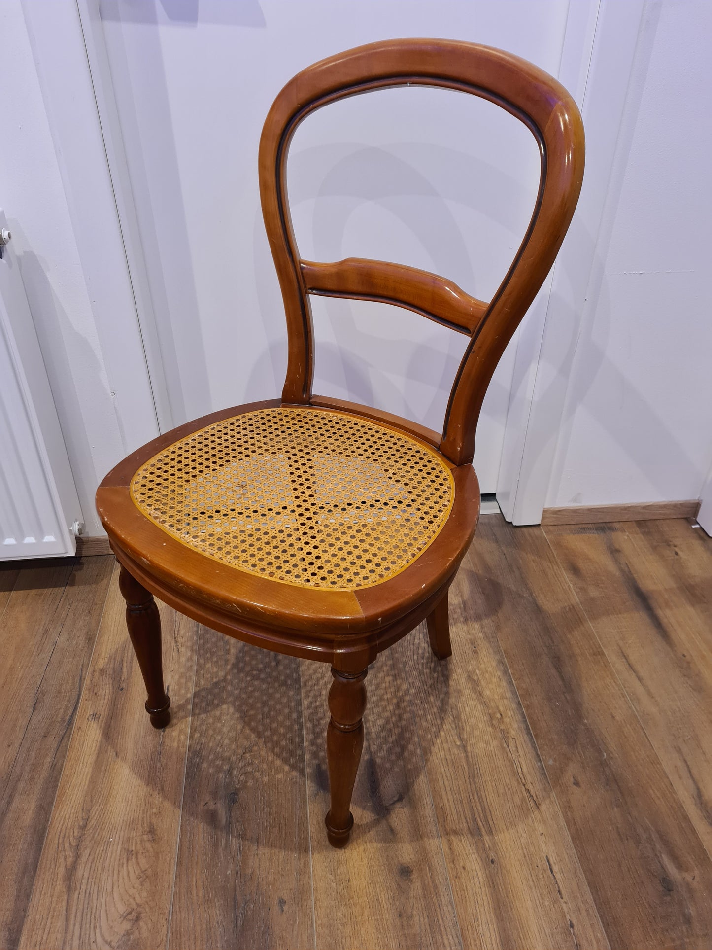 Barock Stuhl Holz Geflochten Antikes Mobiliar 92cm